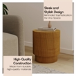LeisureMod Fiberstone Side Table Round Accent End Table Eden Series in Brown