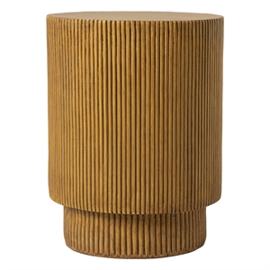 LeisureMod Fiberstone Side Table Round Accent End Table Eden Series in Brown