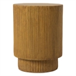 LeisureMod Fiberstone Side Table Round Accent End Table Eden Series in Brown