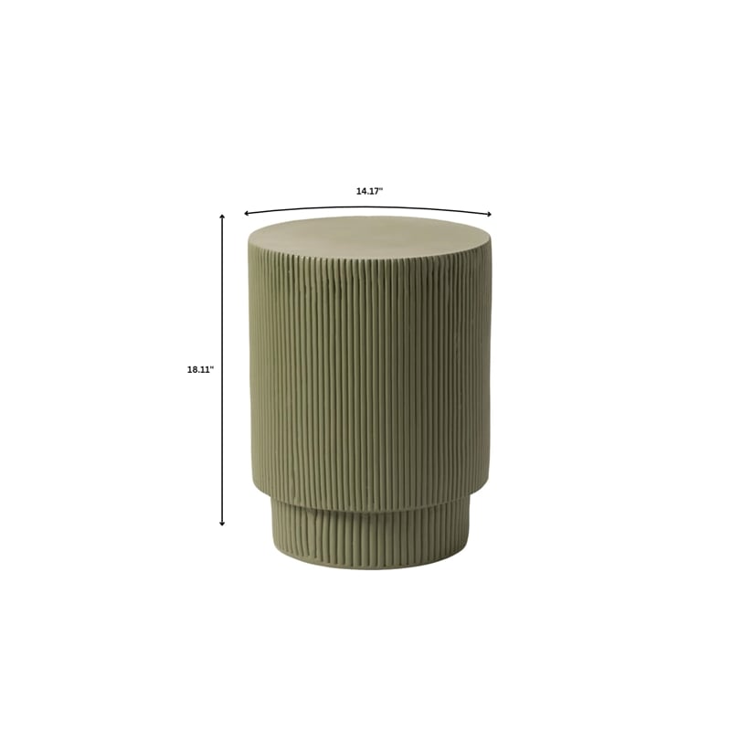 LeisureMod Fiberstone Side Table Round Accent End Table Eden Series in Green
