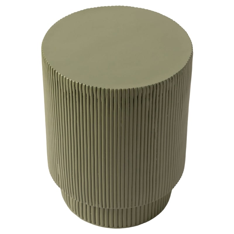 LeisureMod Fiberstone Side Table Round Accent End Table Eden Series in Green