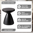 LeisureMod Fiberstone Side Table Round End Table Dune Series in Black