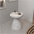 LeisureMod Fiberstone Side Table Round End Table Dune Series in Marble White