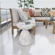 LeisureMod Fiberstone Side Table Round End Table Dune Series in Marble White