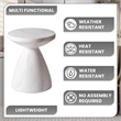 LeisureMod Fiberstone Side Table Round End Table Dune Series in Marble White