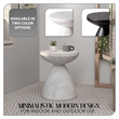 LeisureMod Fiberstone Side Table Round End Table Dune Series in Marble White