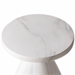 LeisureMod Fiberstone Side Table Round End Table Dune Series in Marble White