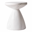 LeisureMod Fiberstone Side Table Round End Table Dune Series in Marble White