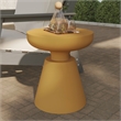 LeisureMod Round Side Table in Fiberstone Pedestal Base Isle Series in Brown