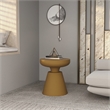 LeisureMod Round Side Table in Fiberstone Pedestal Base Isle Series in Brown