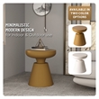 LeisureMod Round Side Table in Fiberstone Pedestal Base Isle Series in Brown