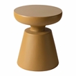 LeisureMod Round Side Table in Fiberstone Pedestal Base Isle Series in Brown