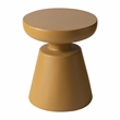 LeisureMod Round Side Table in Fiberstone Pedestal Base Isle Series in Brown