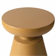LeisureMod Round Side Table in Fiberstone Pedestal Base Isle Series in Brown