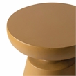 LeisureMod Round Side Table in Fiberstone Pedestal Base Isle Series in Brown