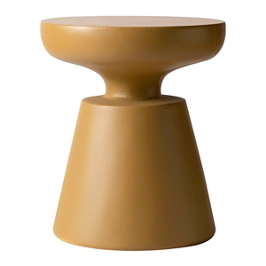 LeisureMod Round Side Table in Fiberstone Pedestal Base Isle Series in Brown