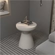 LeisureMod Round Side Table in Fiberstone Pedestal Base Isle Series in Cream