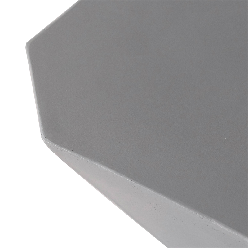 LeisureMod Fiberstone Side Table Hourglass Design Azure Series in Gray