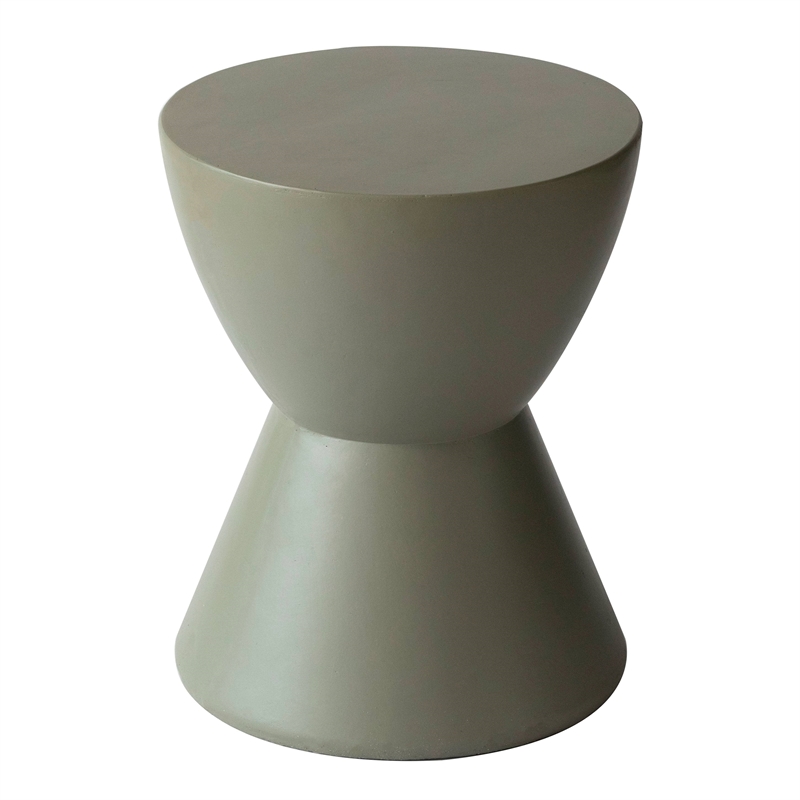 LeisureMod Side Table in Fiberstone Round End Table Loft Series in Moss Gray