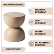 LeisureMod Round Side Table in Fiberstone End Table Sage Series in Beige