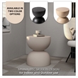 LeisureMod Round Side Table in Fiberstone End Table Sage Series in Beige