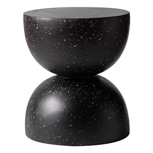 LeisureMod Round Side Table in Fiberstone End Table Sage Series in Black