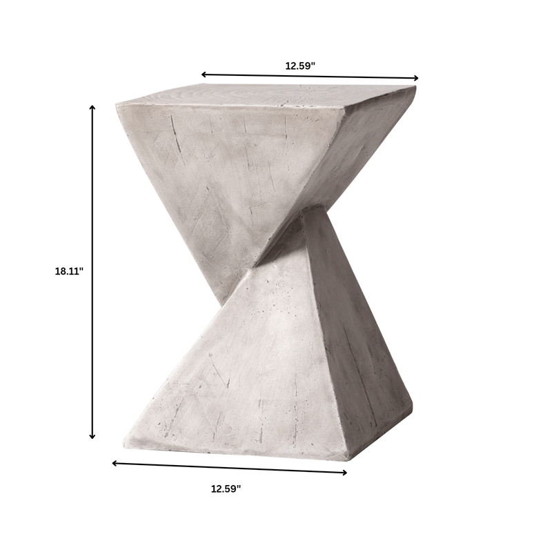 LeisureMod Fiberstone Side Table Square End Table Glint Series in Marble White