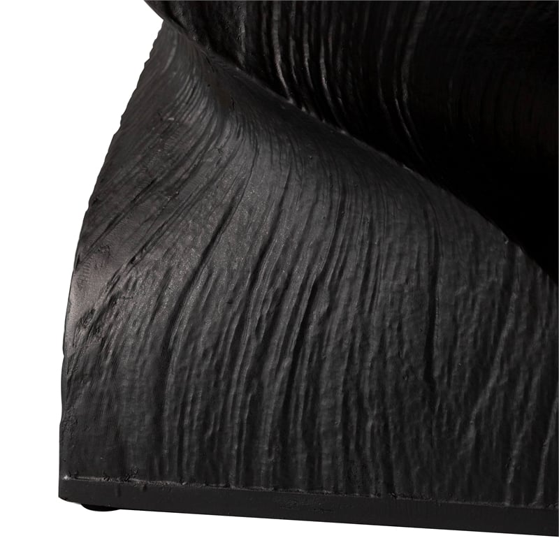 LeisureMod Fiberstone Side Table Square Accent End Table Onyx Series in Black