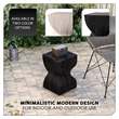 LeisureMod Fiberstone Side Table Square Accent End Table Onyx Series in Black