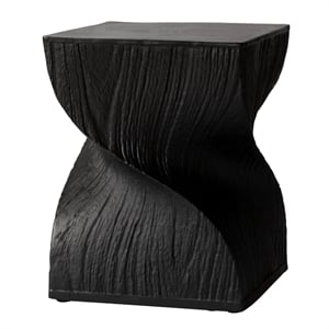 LeisureMod Fiberstone Side Table Square Accent End Table Onyx Series in Black