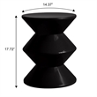 LeisureMod Round Side Table in ABS Plastic Double-Hourglass Design in Black