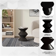 LeisureMod Round Side Table in ABS Plastic Double-Hourglass Design in Black
