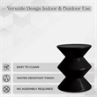 LeisureMod Round Side Table in ABS Plastic Double-Hourglass Design in Black