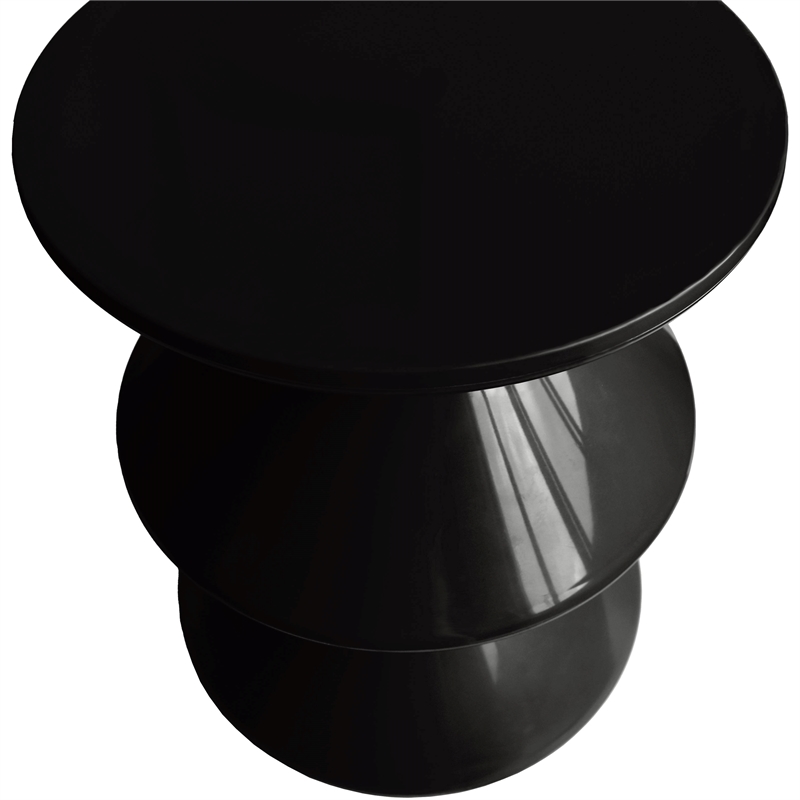 LeisureMod Round Side Table in ABS Plastic Double-Hourglass Design in Black