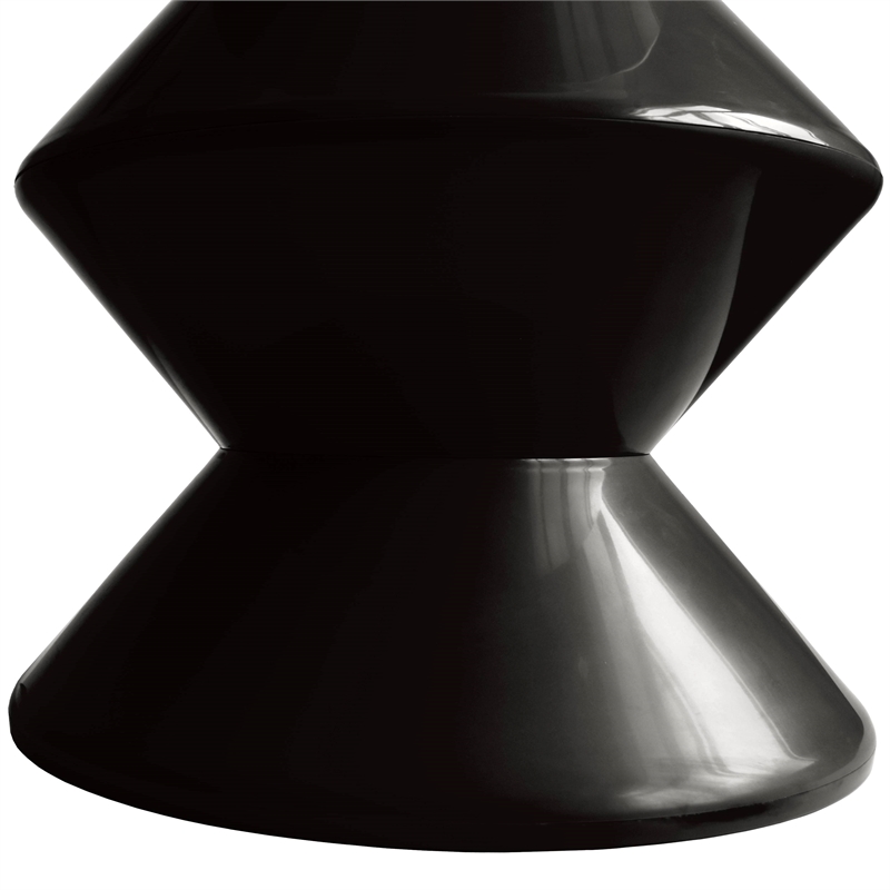 LeisureMod Round Side Table in ABS Plastic Double-Hourglass Design in Black