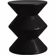 LeisureMod Round Side Table in ABS Plastic Double-Hourglass Design in Black