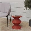 LeisureMod Round Side Table in ABS Plastic Double-Hourglass Design in Brown