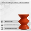 LeisureMod Round Side Table in ABS Plastic Double-Hourglass Design in Brown