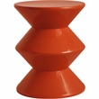 LeisureMod Round Side Table in ABS Plastic Double-Hourglass Design in Brown