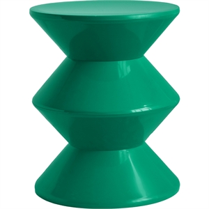 LeisureMod Round Side Table in ABS Plastic Double-Hourglass Design in Green