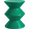 LeisureMod Round Side Table in ABS Plastic Double-Hourglass Design in Green