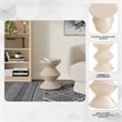 LeisureMod Round Side Table in ABS Plastic Double-Hourglass Design in Ivory