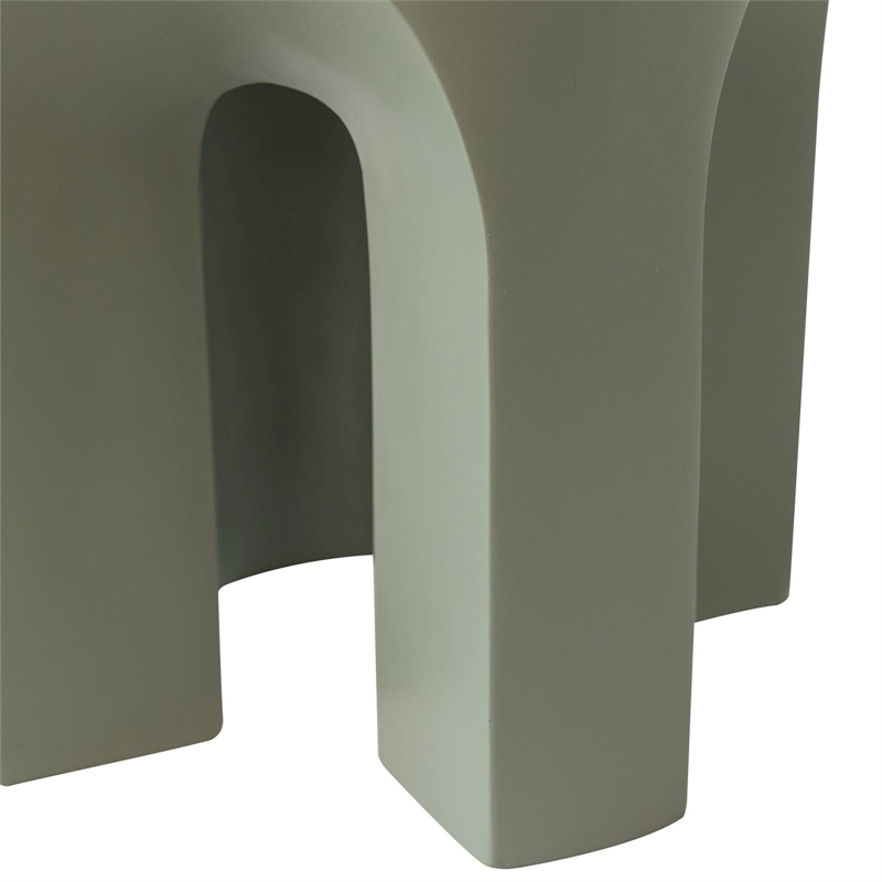 LeisureMod Round Fiberstone Side Table Arched Base Crus Series in Gray