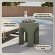 LeisureMod Round Fiberstone Side Table Arched Base Crus Series in Gray