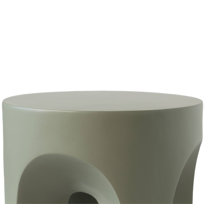 LeisureMod Round Fiberstone Side Table Arched Base Crus Series in Gray