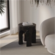 LeisureMod Round Fiberstone Side Table Arched Base Crus Series in Black