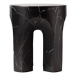 LeisureMod Round Fiberstone Side Table Arched Base Crus Series in Black
