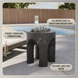 LeisureMod Round Fiberstone Side Table Arched Base Crus Series in Black