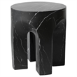 LeisureMod Round Fiberstone Side Table Arched Base Crus Series in Black