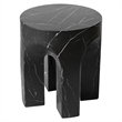 LeisureMod Round Fiberstone Side Table Arched Base Crus Series in Black